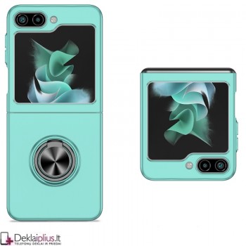 Plastikinis dėklas su žiedu ir kameros apsauga - žalsvai mėlynas (Samsung Z Flip 6/Z Flip 7 Fe) Plastikinis dėklas su žiedu ir kameros apsauga - žalsvai mėlynas (Samsung Z Flip 6/Z Flip 7 Fe)
